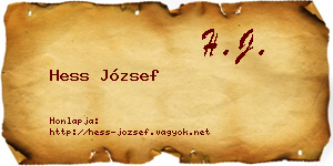 Hess József névjegykártya